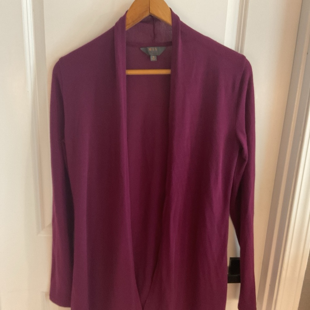 Mix by Ethan Thorn - Open Cardigan Knit Sweater - Purple - Ladies Size Medium
